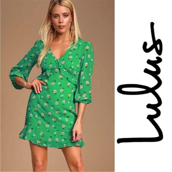 Lulus Dresses & Skirts - Field of Vision Green Floral Print Mini Dress